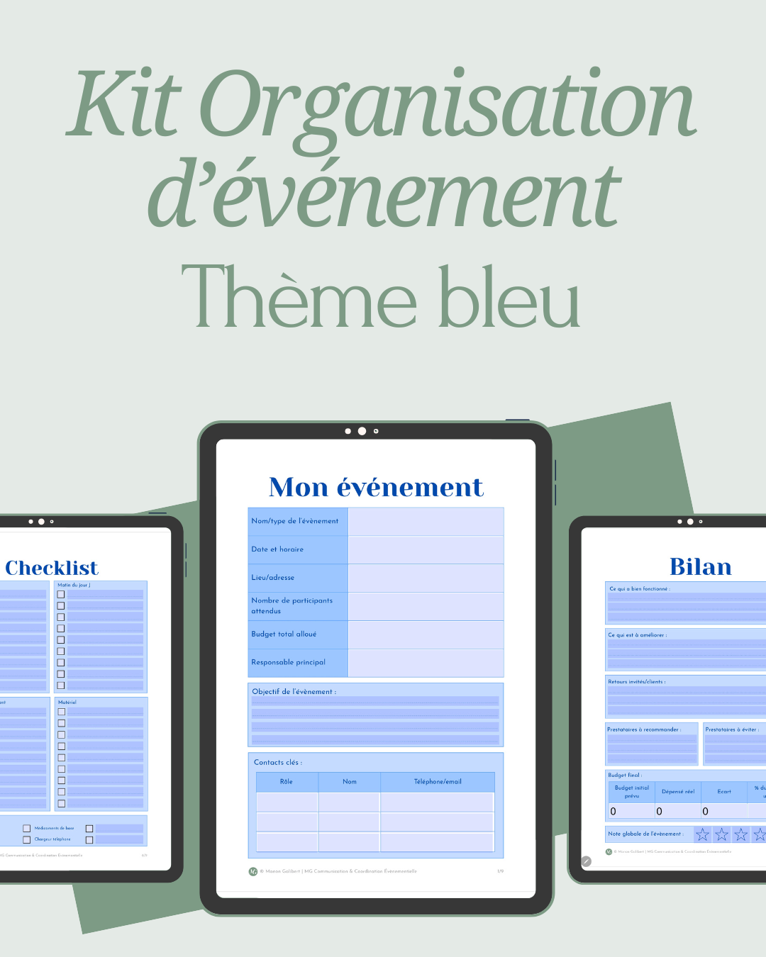 Kit Organisation d&rsquo;évènement Thème bleu