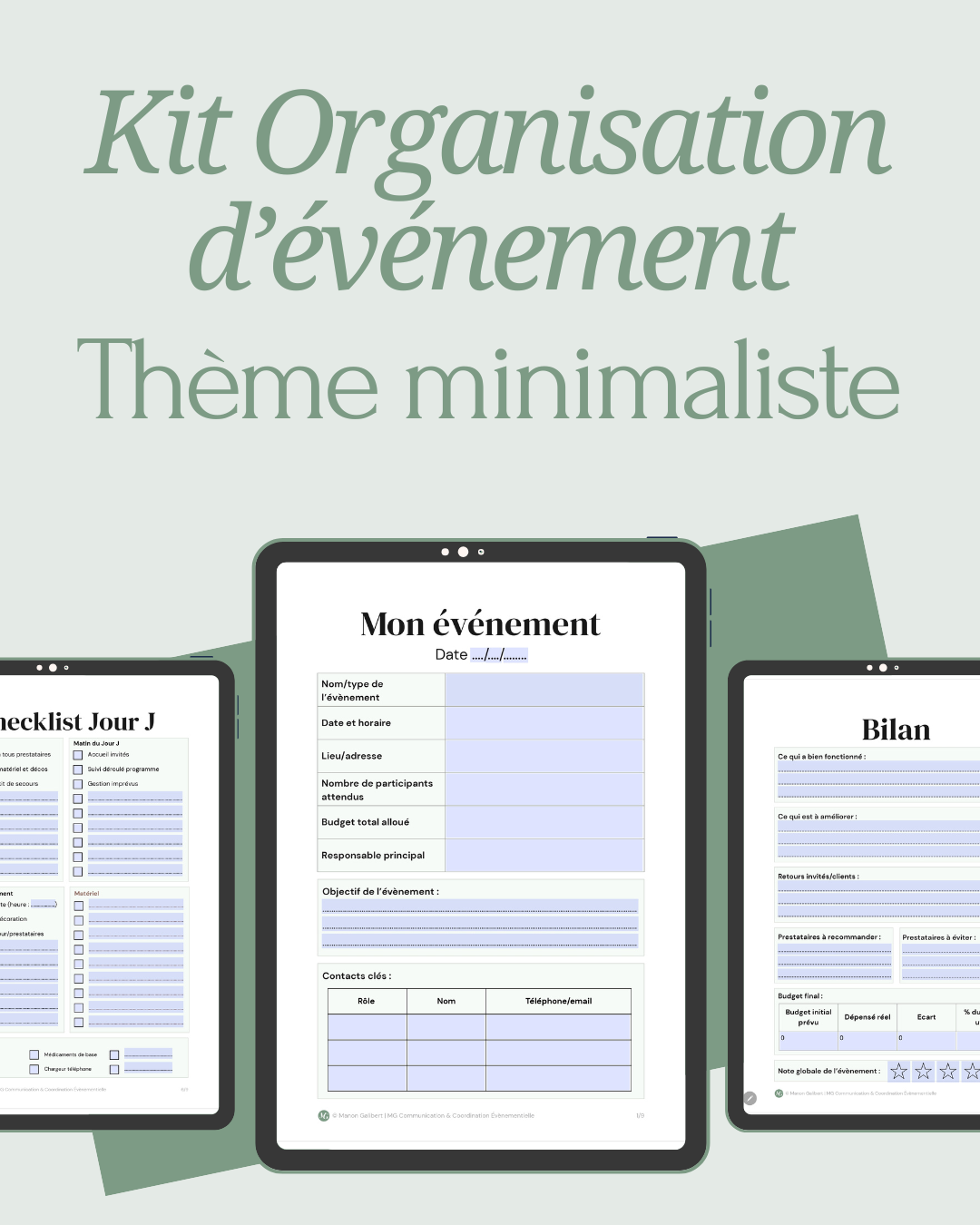 Kit Organisation d&rsquo;évènement Thème minimaliste