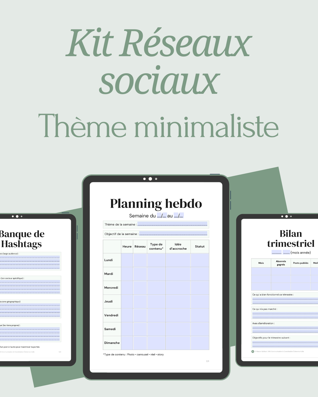 Kit Réseaux sociaux Thème minimaliste