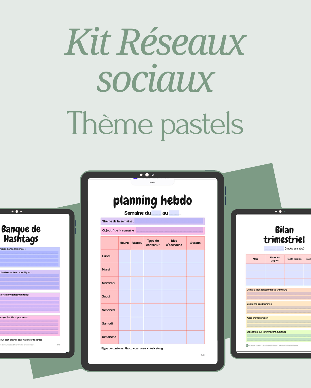 Kit Réseaux sociaux Thème pastels