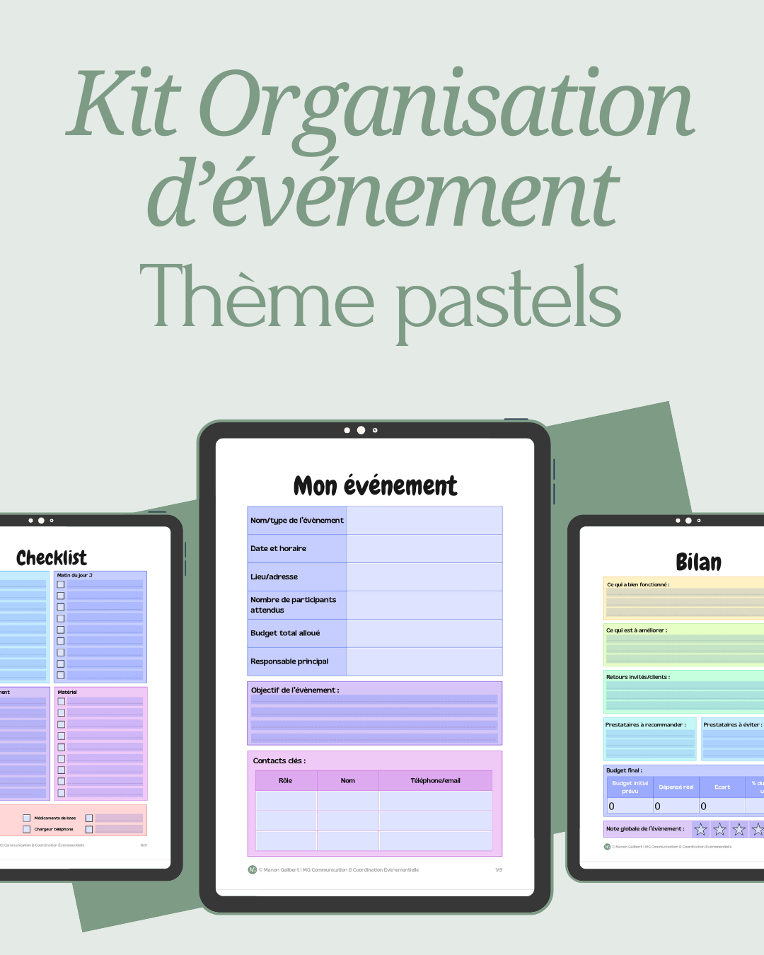 Kit Organisation d&rsquo;évènement Thème pastels